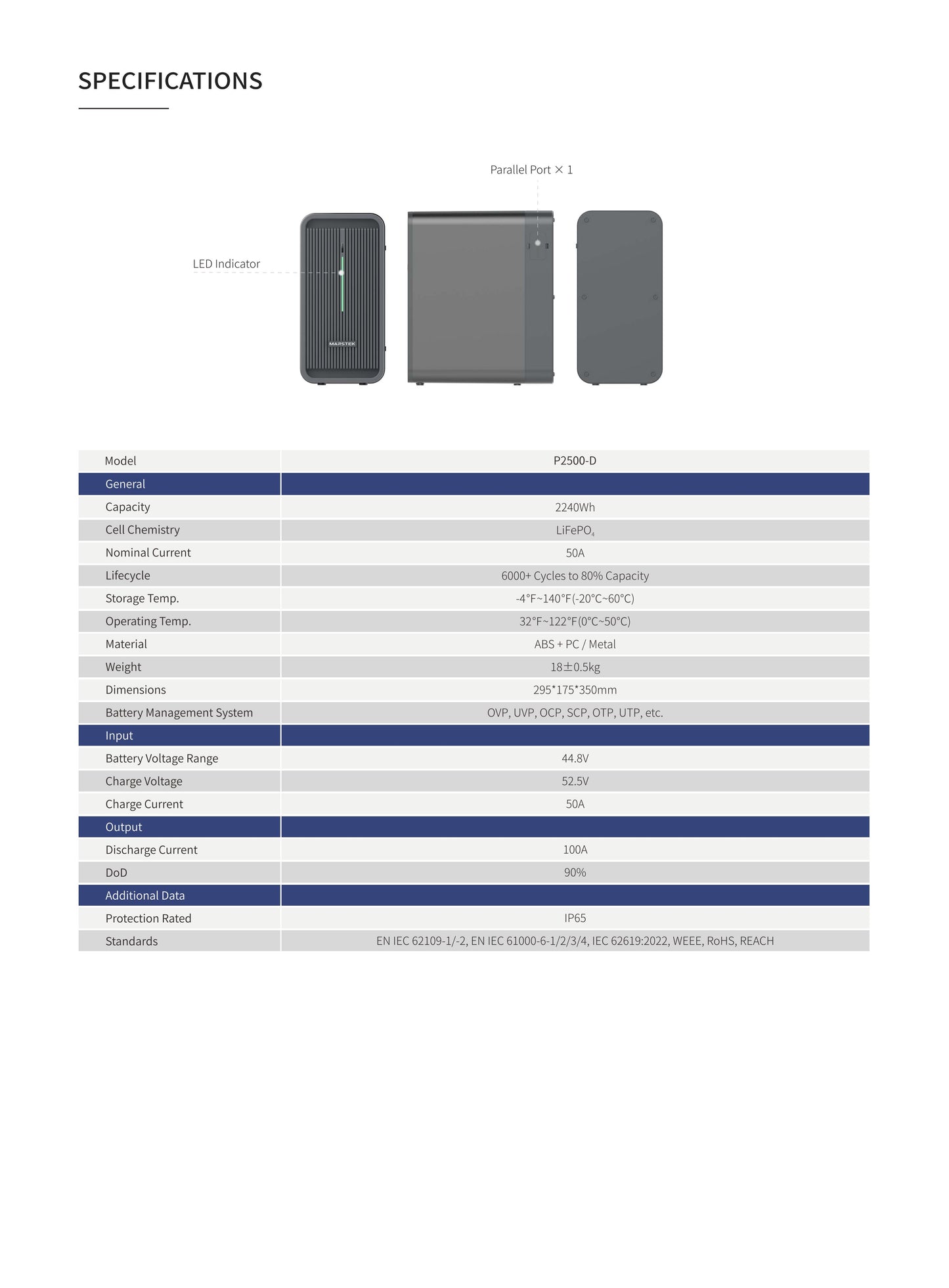 Lithium storage for Balcony Solar Battery System MARSTEK 2.24KWH Battery with integrated WiFi