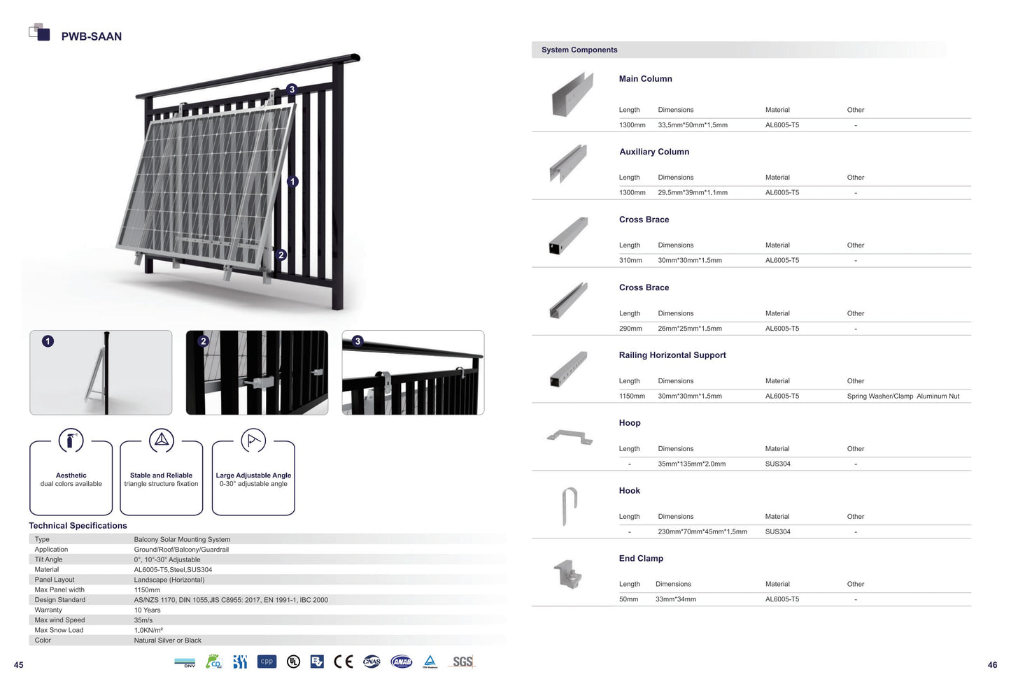 Balcony Mounting System PWB-SAAN