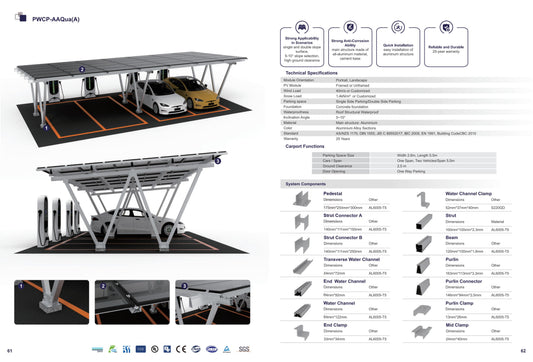 Sunlight Carport Mounting System PWCP-AAQua（A）