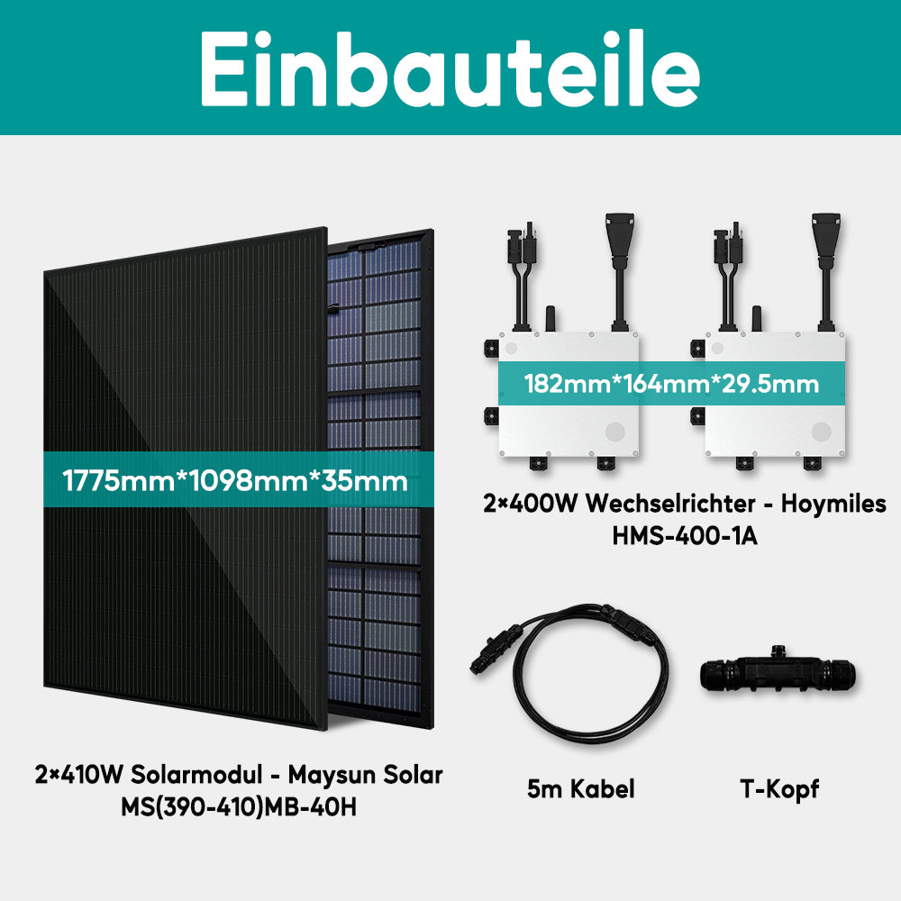Balcony Plug-in PV System 800W, Homiles Inverter, DTU optional choice in stock ÄL23 Venlo-  EZ expressÜ-5928 RX Venlo Netherlands