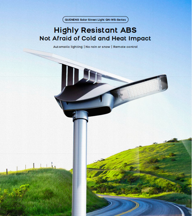 QUENENG Solar Street Light QN-WS-Series Highly Resistant ABS Not Afraid of Cold and Heat Impact