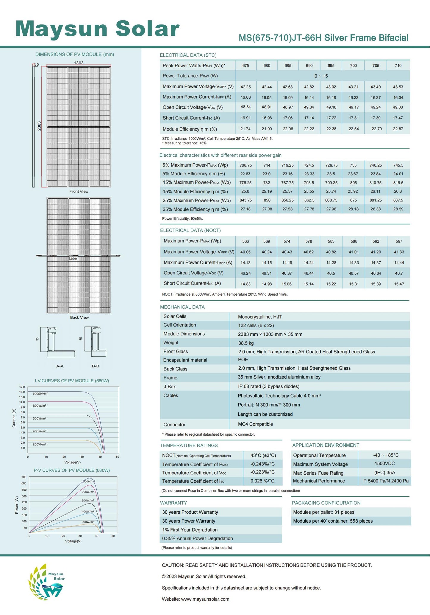 710W HJT N-Type bifacial glass glass silver frame panels 30 years warranty in stock Netherlands