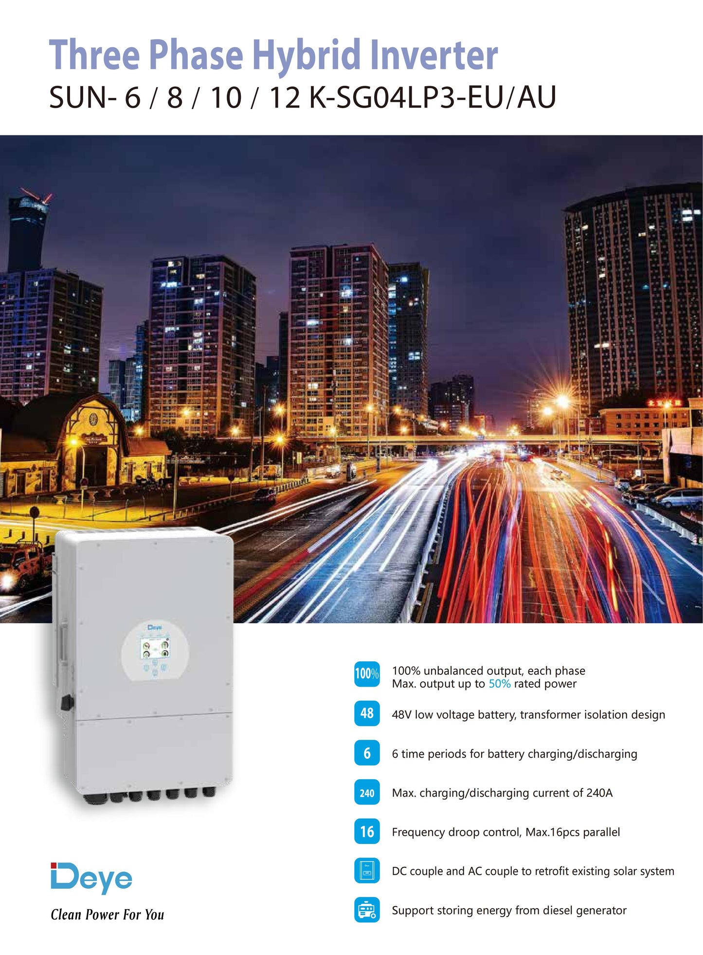 Deye Three Phase Hybrid Inverter SUN-10K-SG04LP3-EU